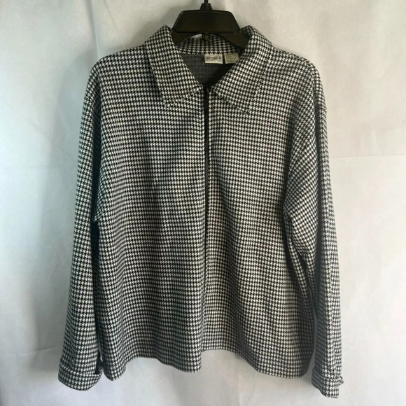 Sostanza Houndstooth Long Sleeve Full Zip Cotton Jacket Plus Size 18W - Picture 8 of 8